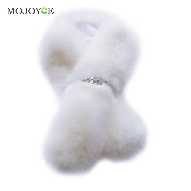 94Cm Women Fur Scarf Faux Rabbit Fur Scarves Warm Fashion Accessories Lady Solid Color Ring Scarves Neck Warmers Collar 2