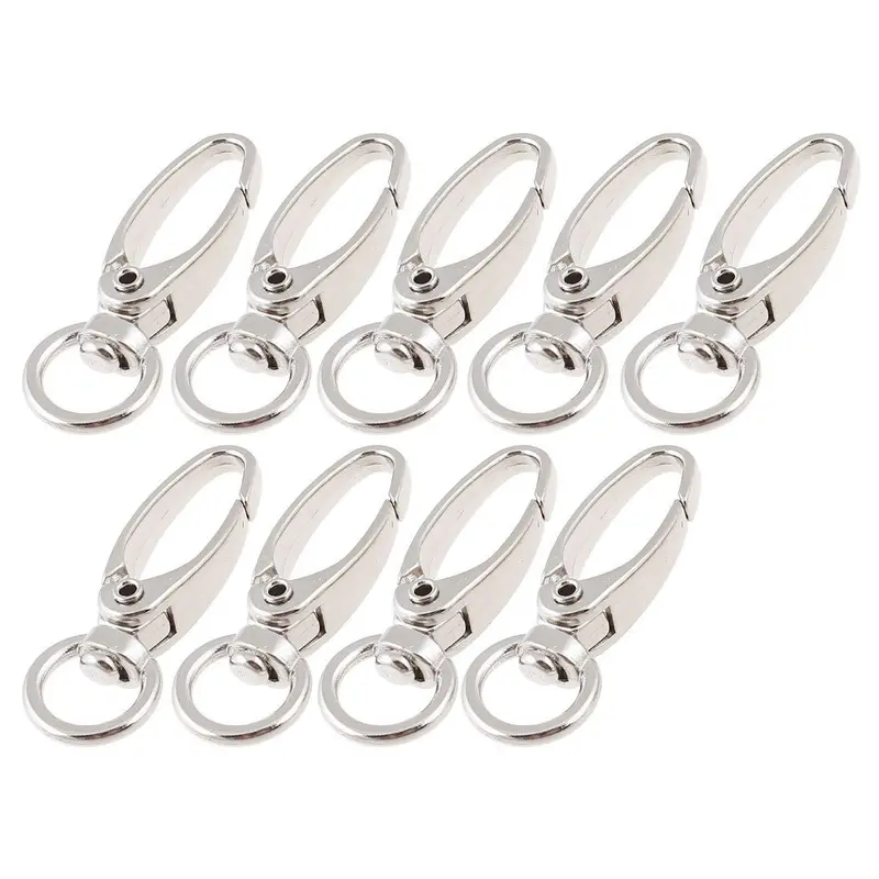 9Pcs Key Holder Silver Tone D Swivel Trigger Hooks Key Ring Lobster Clasps Keychain Feida 1