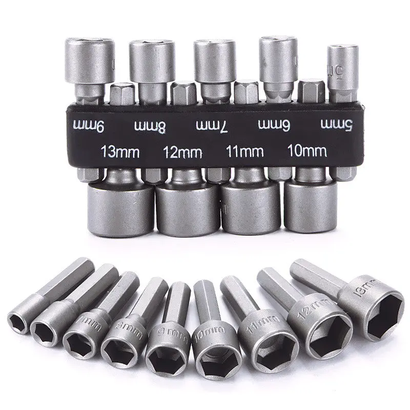 9Pcs Nut Driver Drill Bit Sae Metric Socket Bits Wrench Screw Hex Shank Quick-Change Screwdrivers Nutdriver 93365 1