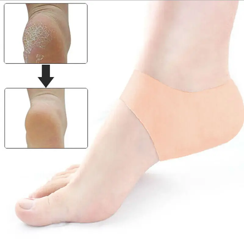 A Pair Silicone Foot Heel Protector Anti-Cracking Pad Foot Care Skin-Tone 1