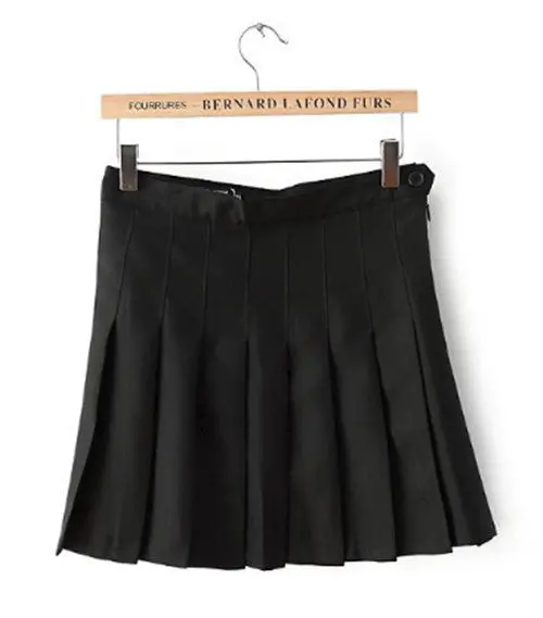 Aa High Waist Pleated Skirt Women's American Apparel Solid Color Preppy Slim Mini Short Skirts 8 Colors Xs - L 1