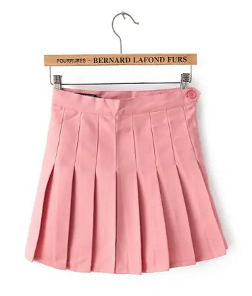 Aa High Waist Pleated Skirt Women's American Apparel Solid Color Preppy Slim Mini Short Skirts 8 Colors Xs - L 13