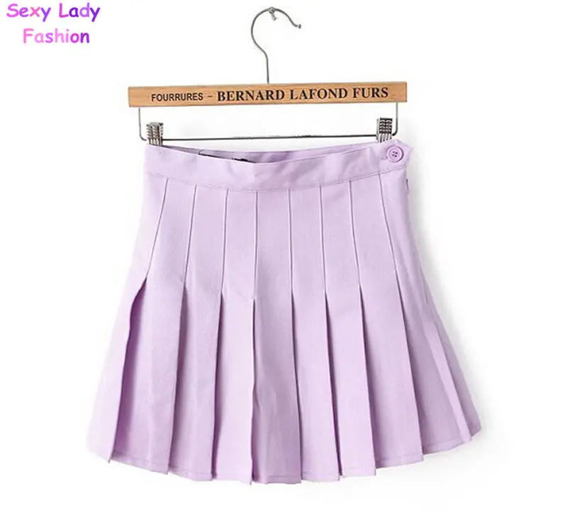 Aa High Waist Pleated Skirt Women's American Apparel Solid Color Preppy Slim Mini Short Skirts 8 Colors Xs - L 14