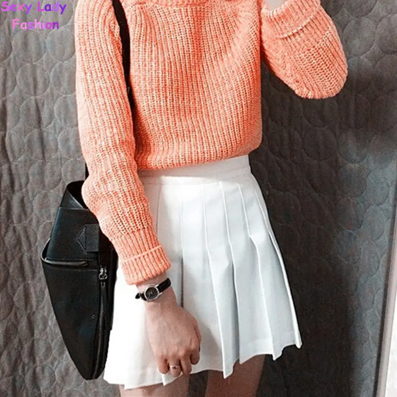 Aa High Waist Pleated Skirt Women's American Apparel Solid Color Preppy Slim Mini Short Skirts 8 Colors Xs - L 9