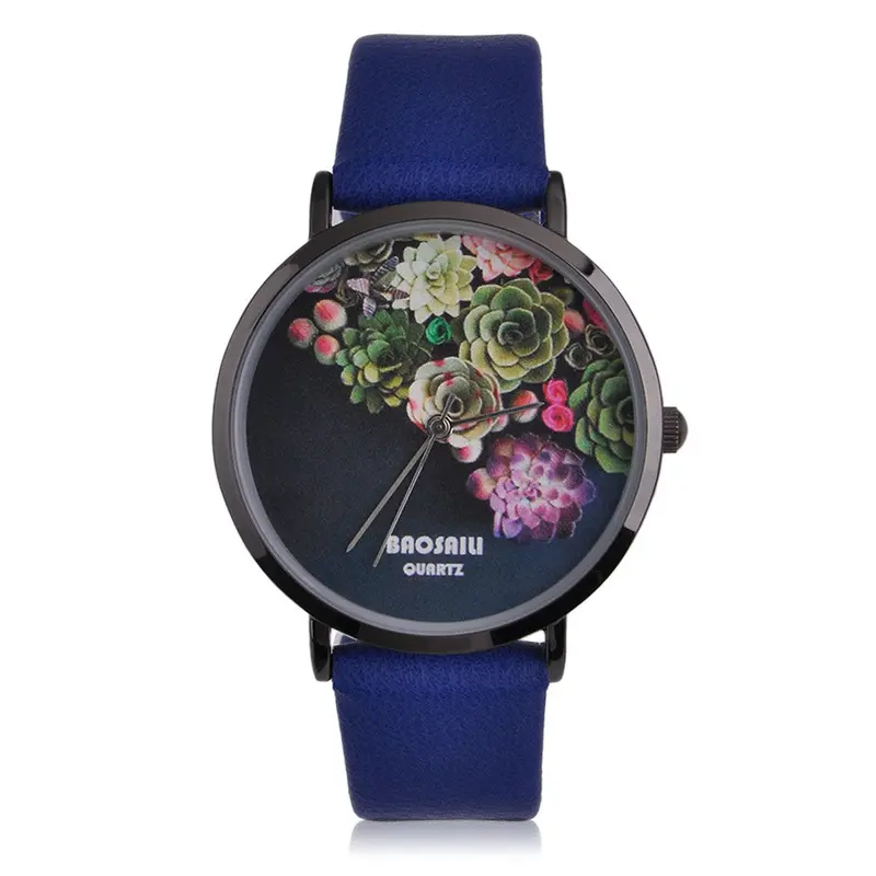 Able Designladies Floral Design Waterproof Watch Pu Leather Strap Flower Decoration Wrist Watches 3