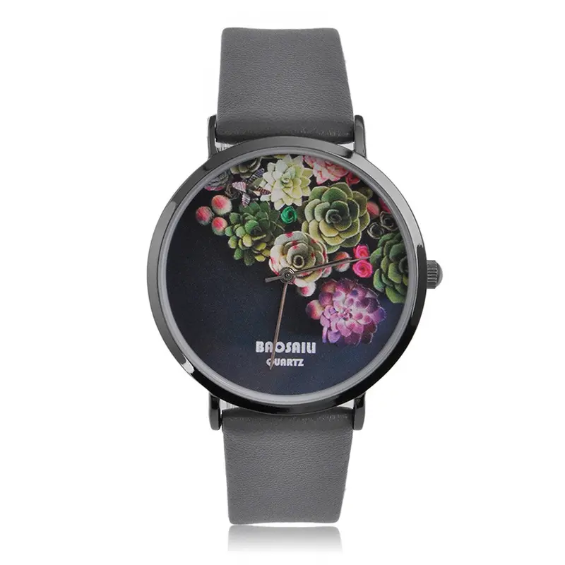 Able Designladies Floral Design Waterproof Watch Pu Leather Strap Flower Decoration Wrist Watches 5