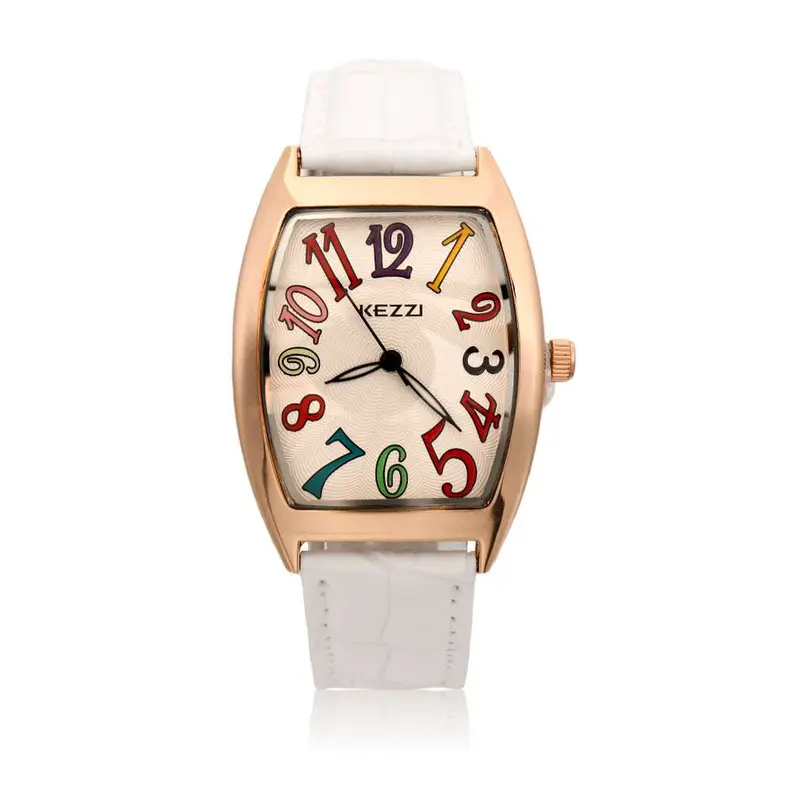 Able Pu Leatherladies Square Shape Colorful Number Wrist Watch Quartz Watch 1