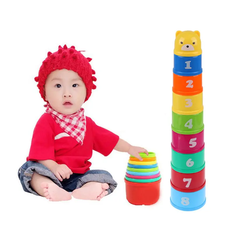 Abs Stacking Ups Toys For Kids Funny Piles Cup Baby Bath Toy Tower Count Cups Count Number Plastic Abs Letter Toy For Children 1
