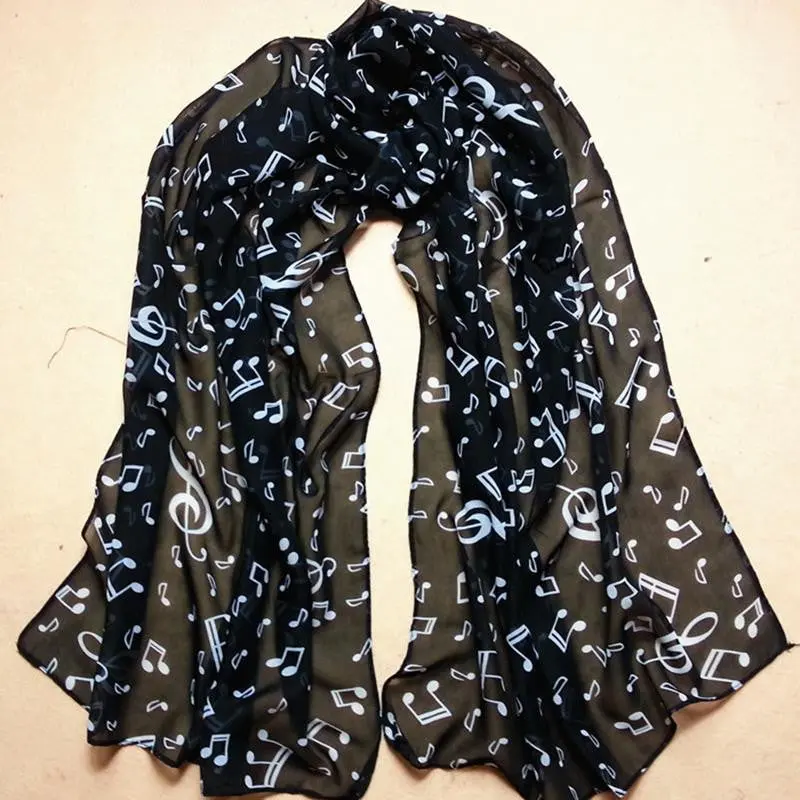 Accessories Lady Musical Note Chiffon Neck Scarf Shawl Muffler Scarves Scarves Auction 2