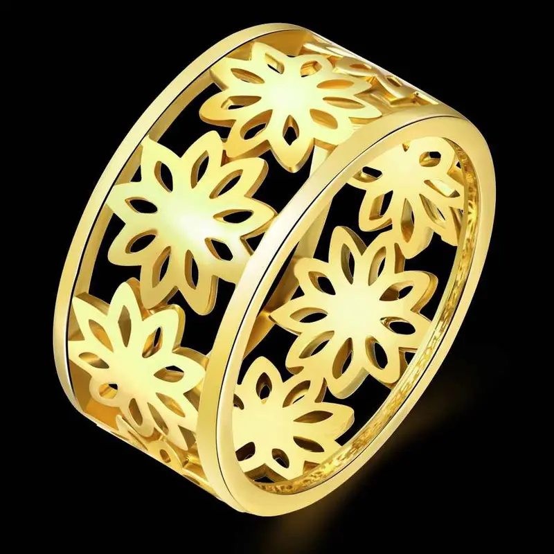 Acessorios Para Mulher Ring Hollow Flowers Rose Golden Silver 3 Color S In Euros Jewelry 5