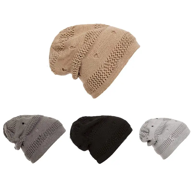 Acrylic Fibresneutral Cap Knitted Beanie Warm Hip Hop Hole With Hat 2