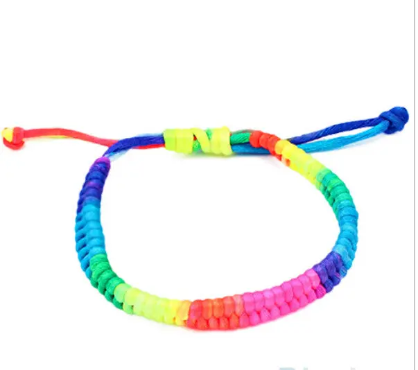 Adjsutable Women's Nightclub Favorite Korean Style Rainbow Colors Woven Bracelet Girls Pulseira 1