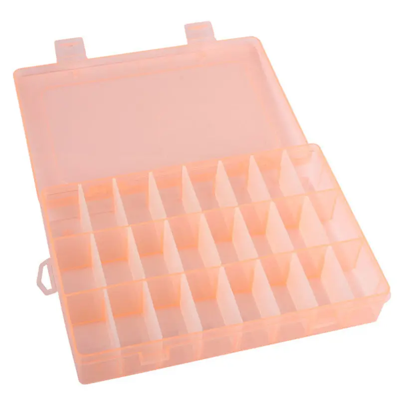 Adjustable 24 Compartment Plastic Bag Storage Box For Jewelry Earring Case Jewelry Organizer 4 Colors Fast Shipping Feida 1