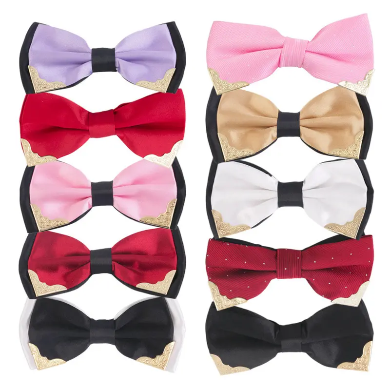 Adjustableformal Wedding Party Pre Tied Bow Tie Deluxe Gold Corner 2