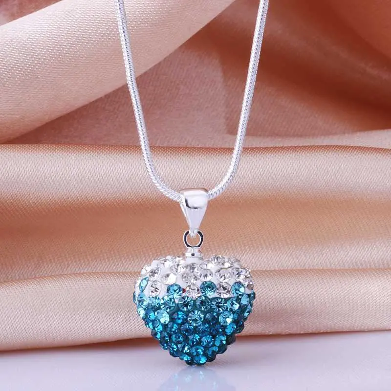 African Beads Necklaces White Blue Heart Big Necklace Floating Charms 1