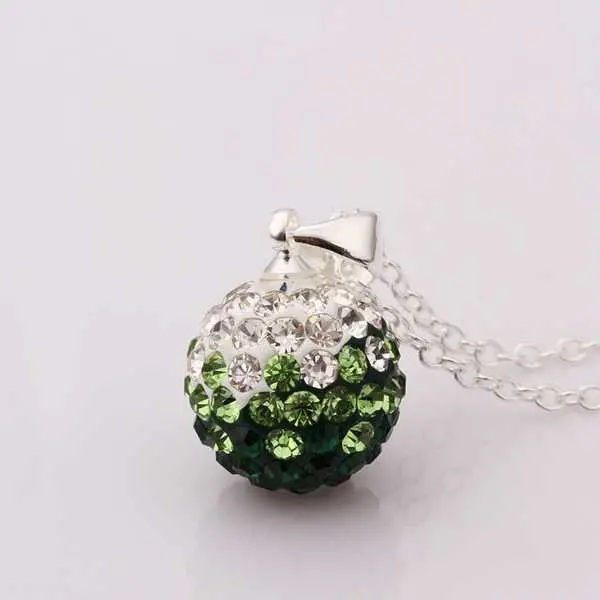 African Beads Pendant Necklace Green Silver Crystal Collar Wedding Jewelry 1
