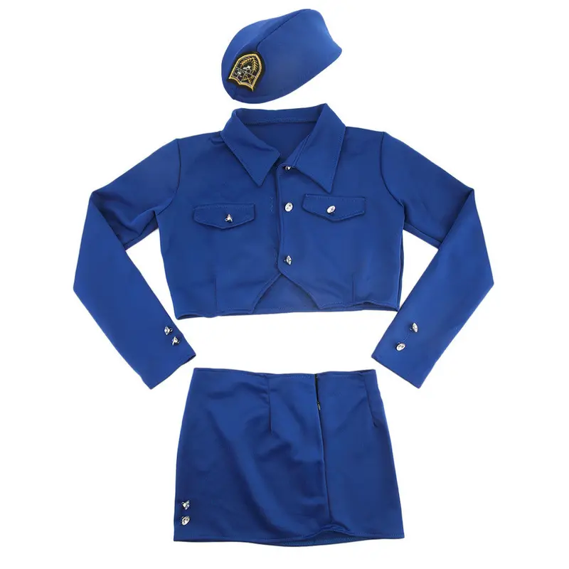Airline Stewardess Stylecosplay Uniform Sexy Lingerie Set Bodydoll Underwear Sleepwear Nightwear Blue 1