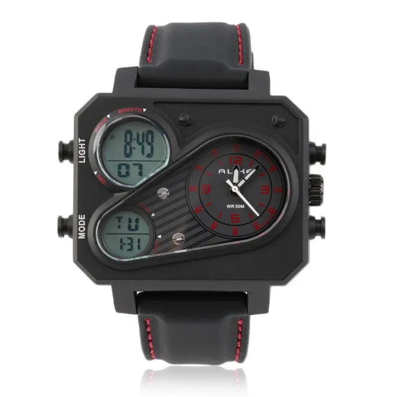 Alike Ak16119rubber Strap Digital Watch Quartz Analog Watch Wristwatch With Red, Whiteblueorangeyellowgreen Color 1