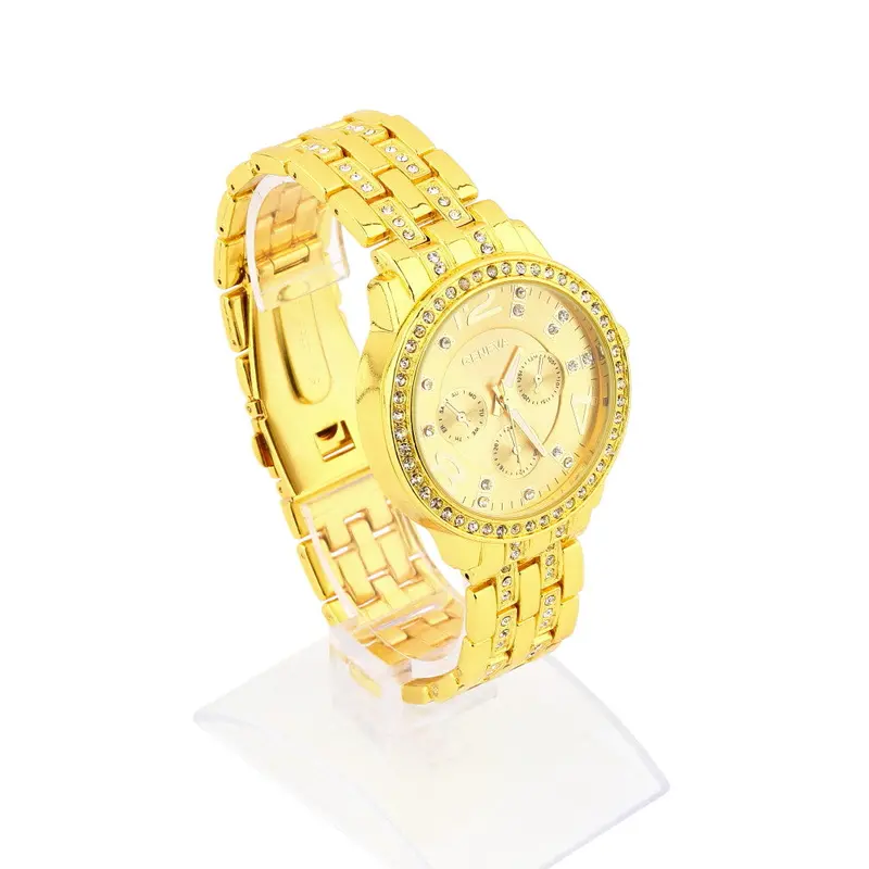 Alloy Quartz Rhinestone Gold Luxury Quartz Wrist Watch 1