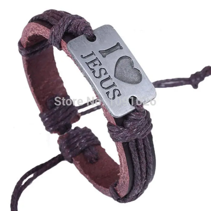 Alphabet Alloy Wrist Bracelet Women Men Leather Jewelry Heartshaped Handband Jewelry 1