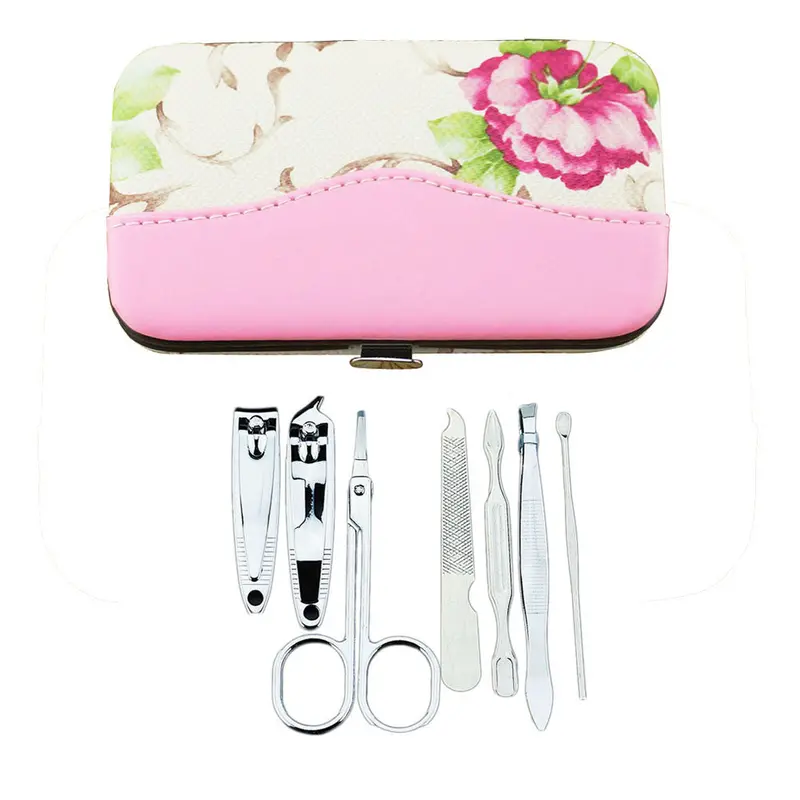 Amazing 7 Pcs Stainless Steel Nail Care Personal Manicure Pedicure Makeup Tools Travel Grooming 3 Colors Goforward 3