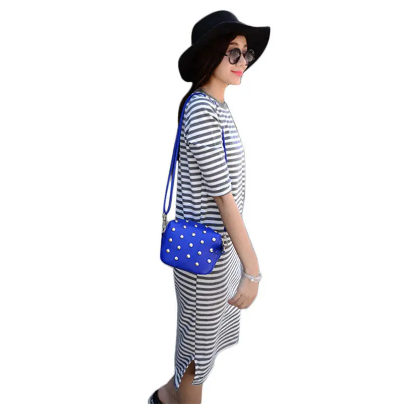 Amazing Women Cute Cy Colors Messenger Bags Rivet Shoulder Bag Leather Crossbod Flap 3