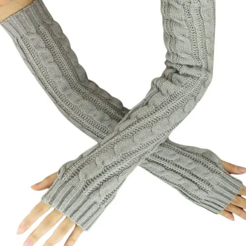 Amazingfashion Women Girl Fingless Knit Long Gloves 2