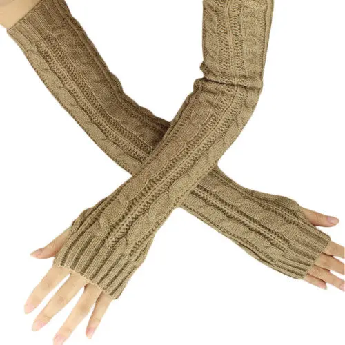 Amazingfashion Women Girl Fingless Knit Long Gloves 3