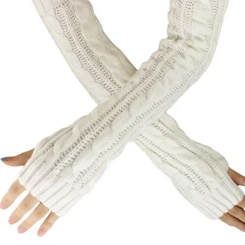 Amazingfashion Women Girl Fingless Knit Long Gloves 6