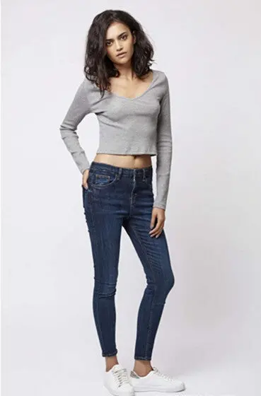 American Apparel Street Sexy V Neck Short Aa Tees T-Shirts Women Novelty Motion Striped Line Crop Top 4 Colors 6