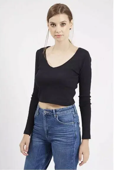 American Apparel Street Sexy V Neck Short Aa Tees T-Shirts Women Novelty Motion Striped Line Crop Top 4 Colors 8