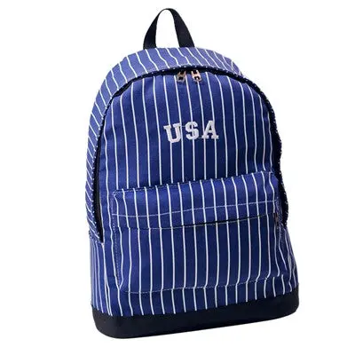American Style Backpack Travel Print Backpack Women Men School Bag Stripe Doubleshoulder Canvas Mochilas 2