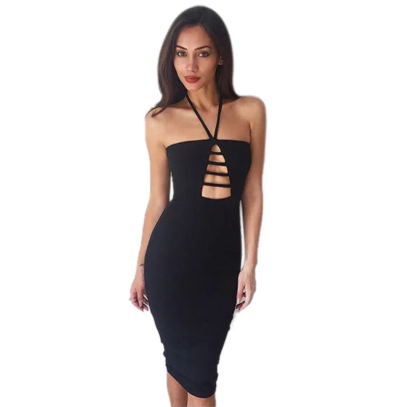 American Style Women Lady Dress Sheath Bodycon Dresses Vestido De Festa Cross Straps Front Onepiece Club Dress 4