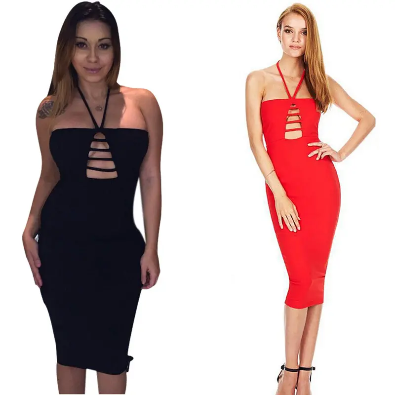 American Style Women Lady Dress Sheath Bodycon Dresses Vestido De Festa Cross Straps Front Onepiece Club Dress 5