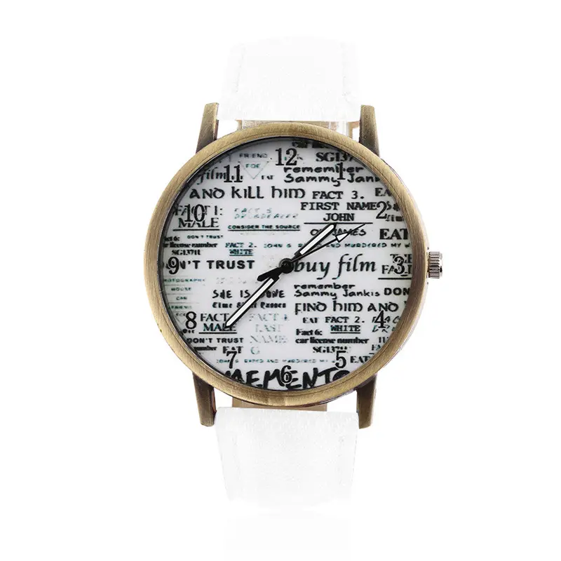 Analog Classic Graffiti Spaper Dial Casual Cowboy Pu Leather Band Quartz Wrist Watch 1