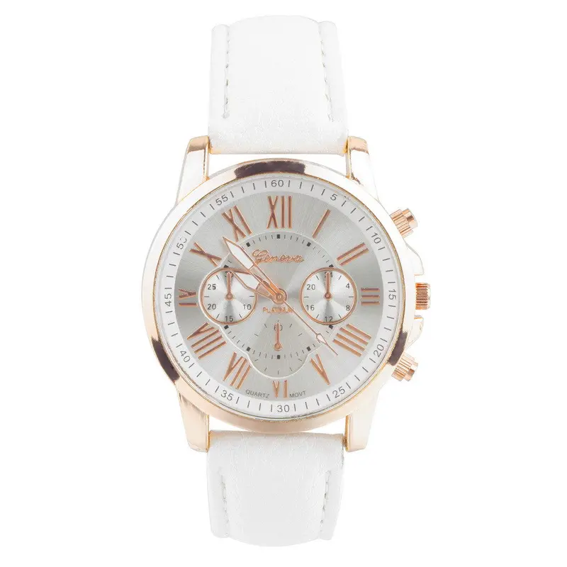 Analog Quartz Wrist Watch Geneva Ro Numerals Faux Leather 1