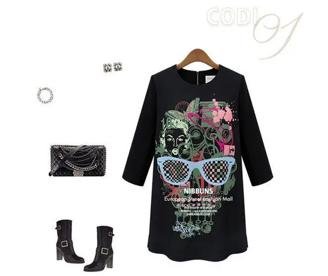 And Printing Long-Sleeve Dress Women Sweatshirt 1