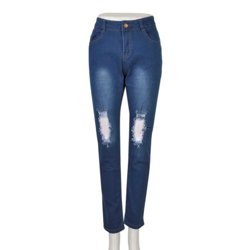 And Stylish Ladies Cotton Denim Pants Stretchelastic Slim Ripped Skinny Jeans Denim Jeans 1