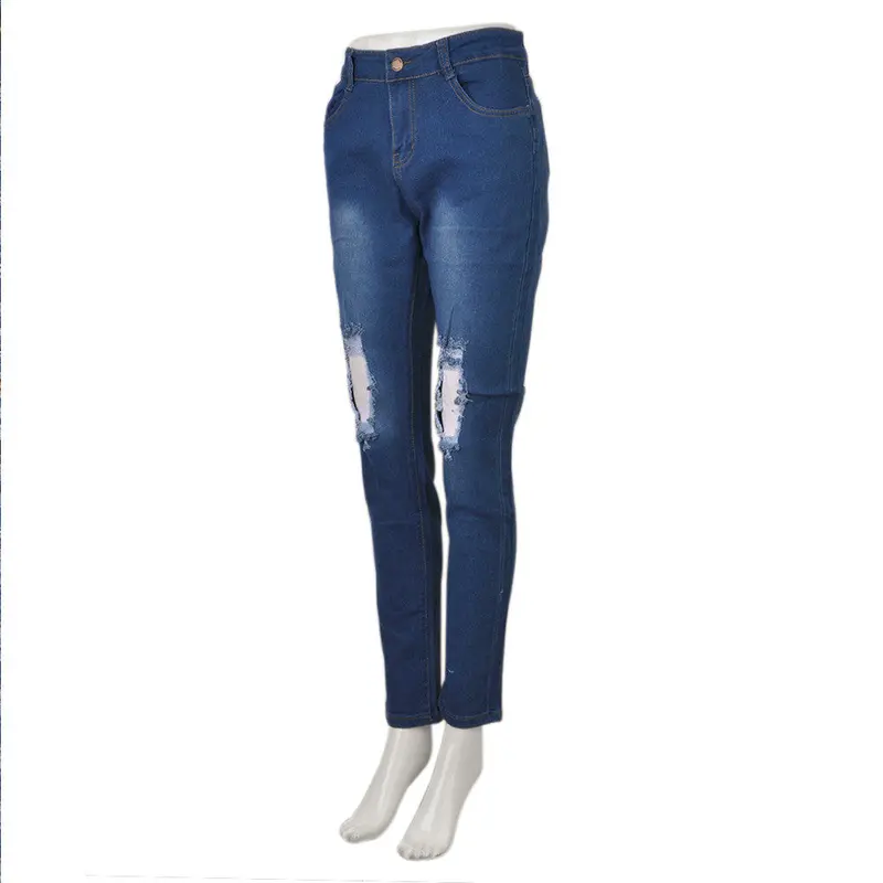 And Stylish Ladies Cotton Denim Pants Stretchelastic Slim Ripped Skinny Jeans Denim Jeans 2