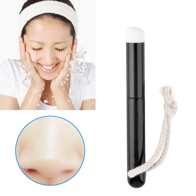 Angle Flat Top Wooden Handle Pore Blackhead Brush Cleaning Facial Nose Brush 1