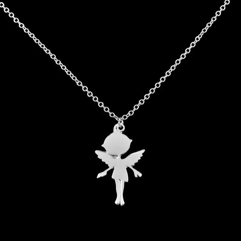 Angle Girl Pendant Necklace Long Chain Necklaces Birthday Gift 30Pcs-N216 2