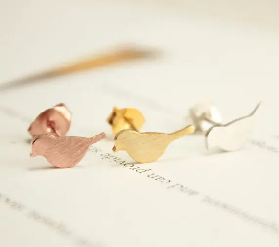 Animal Vintage Earrings Tiny Cute Brushed Love Bird Stud Earrings Punk Party Earring 1