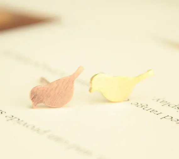 Animal Vintage Earrings Tiny Cute Brushed Love Bird Stud Earrings Punk Party Earring 2
