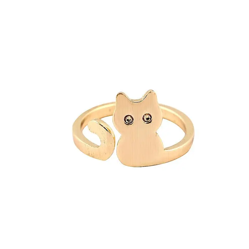 Animal Wedding Rings Brushed Gold Silver And Pink Cat Adjustable Ring Cute Cat Ring Lovely Cat Jewelry R140 1