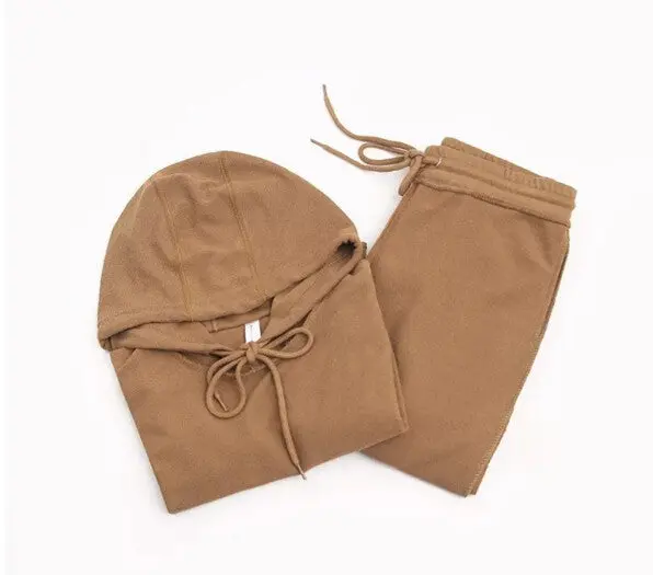 Anti-Wear Crop Hoodie Set – 5-Color Long-Sleeve Casual Sportswear Tracksuit