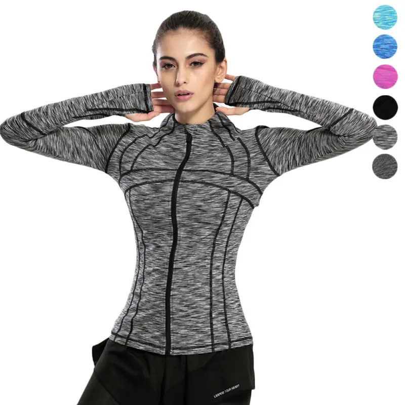 Arc Line Stretchy Fast Dry Jacketoutwear Exercise Fit Long Sleeve Coat 1