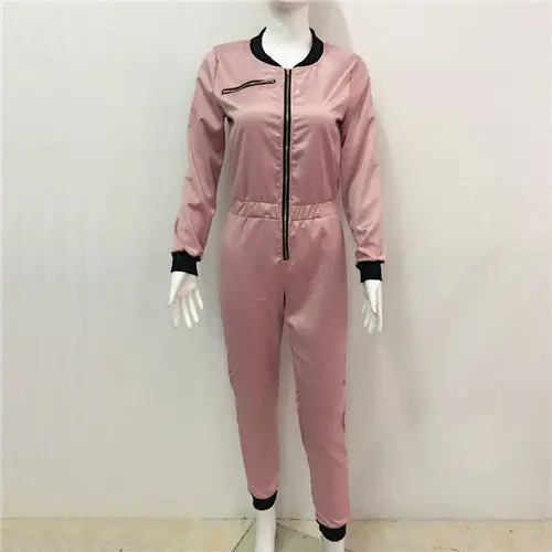 Army Green Rompers Womens Jumpsuit Sexy Zipper Up Bodycon Jumpsuit Combinaison Femme Slim Long Sleeve Overalls 5