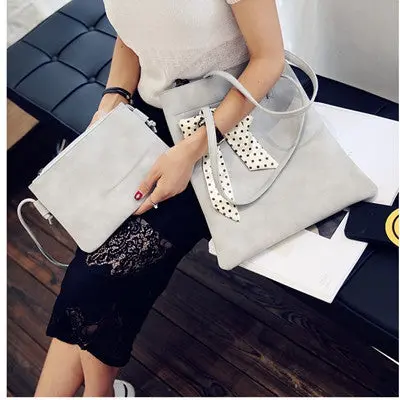 Arrive 2Pc Women Shoulder Bag Vintage Messenger Bag With Scarves Crossbody Bags Women Bag Large Sac Mujer 3