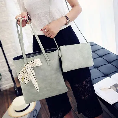 Arrive 2Pc Women Shoulder Bag Vintage Messenger Bag With Scarves Crossbody Bags Women Bag Large Sac Mujer 4