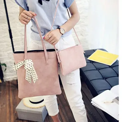 Arrive 2Pc Women Shoulder Bag Vintage Messenger Bag With Scarves Crossbody Bags Women Bag Large Sac Mujer 5